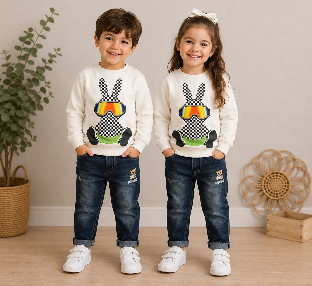 دورس تک خرگوش سه بعدی  جنس نخ پنبه یک رو  یقه گرد آستین بلند